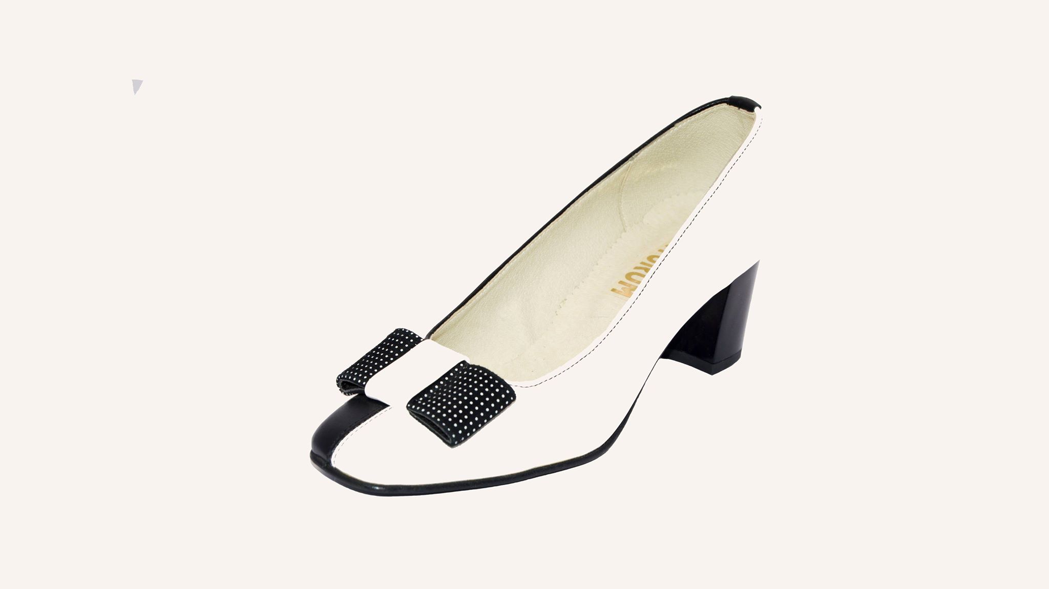 Wow float Related Pantofi din piele naturală în alb cu negru - P0123 | Pantofi.Moda Pantofi  Dama din Piele