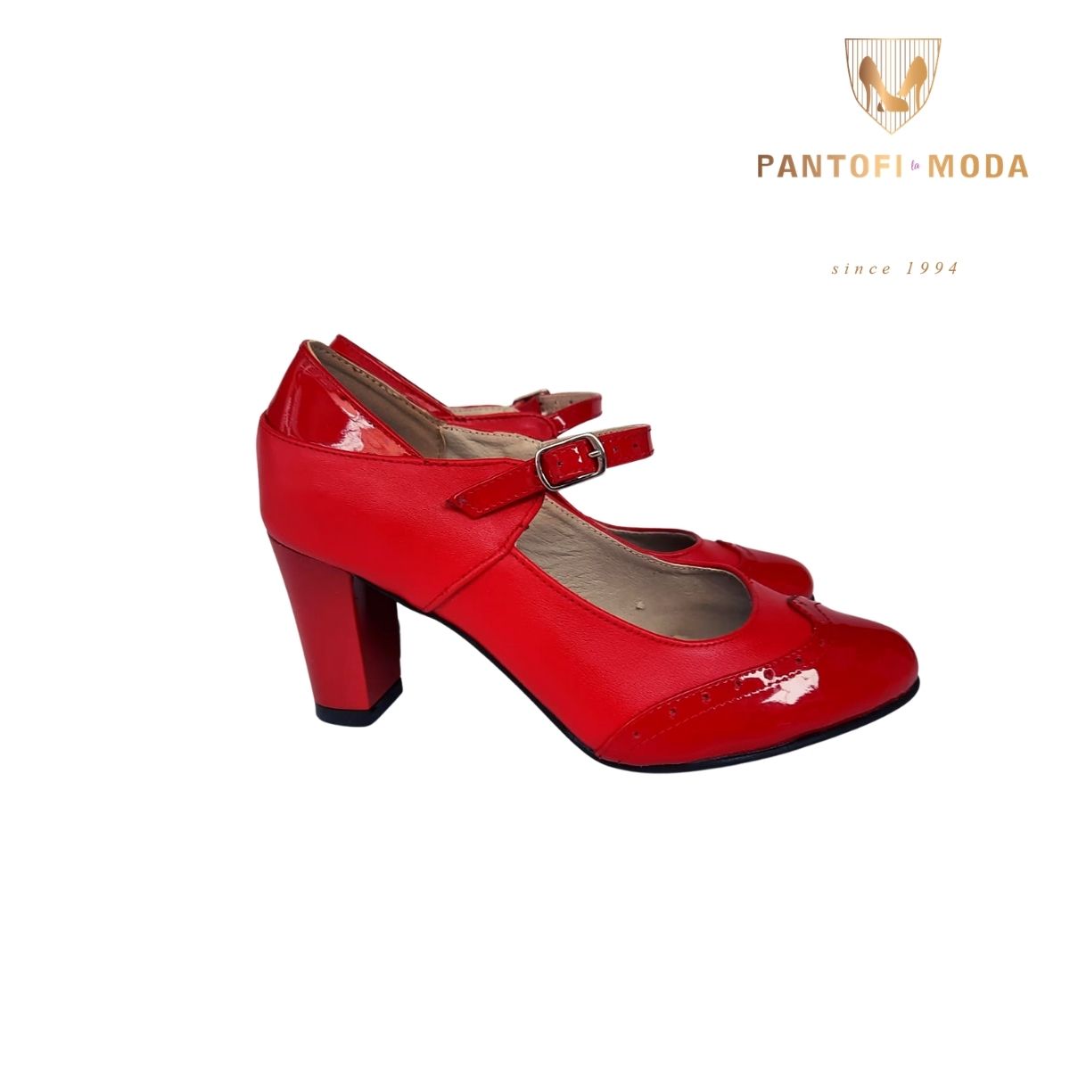 Pantofi roșii din piele naturală – P100 pantofi.moda/ imagine 2022